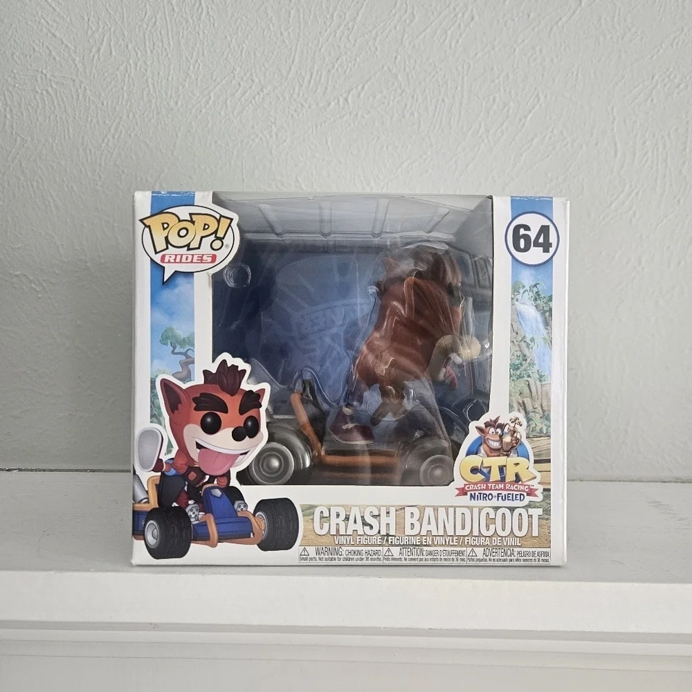 New In Box- Funko Pop! Rides- CTR Crash Bandicoot Figure With Go Kart